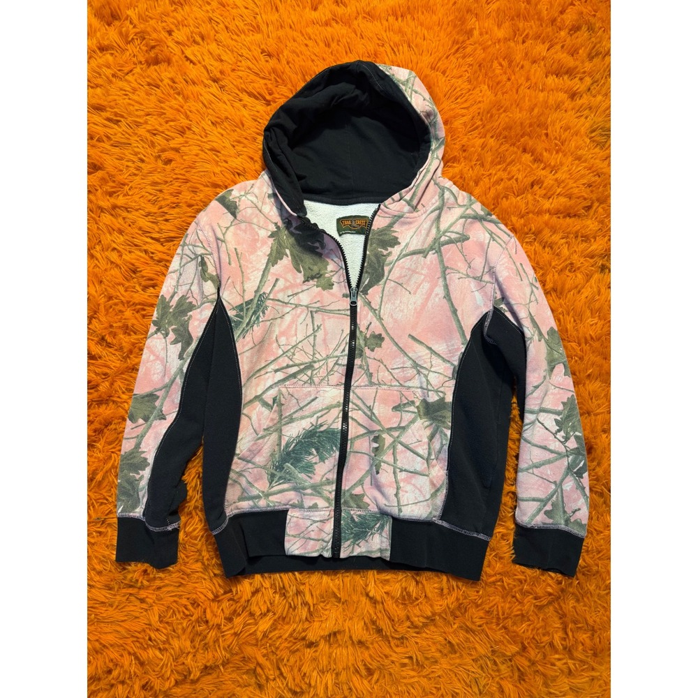 Trail Crest Pink Camo Full Zip Hoodie Sweatshirt Womens Black Accents Outdoor